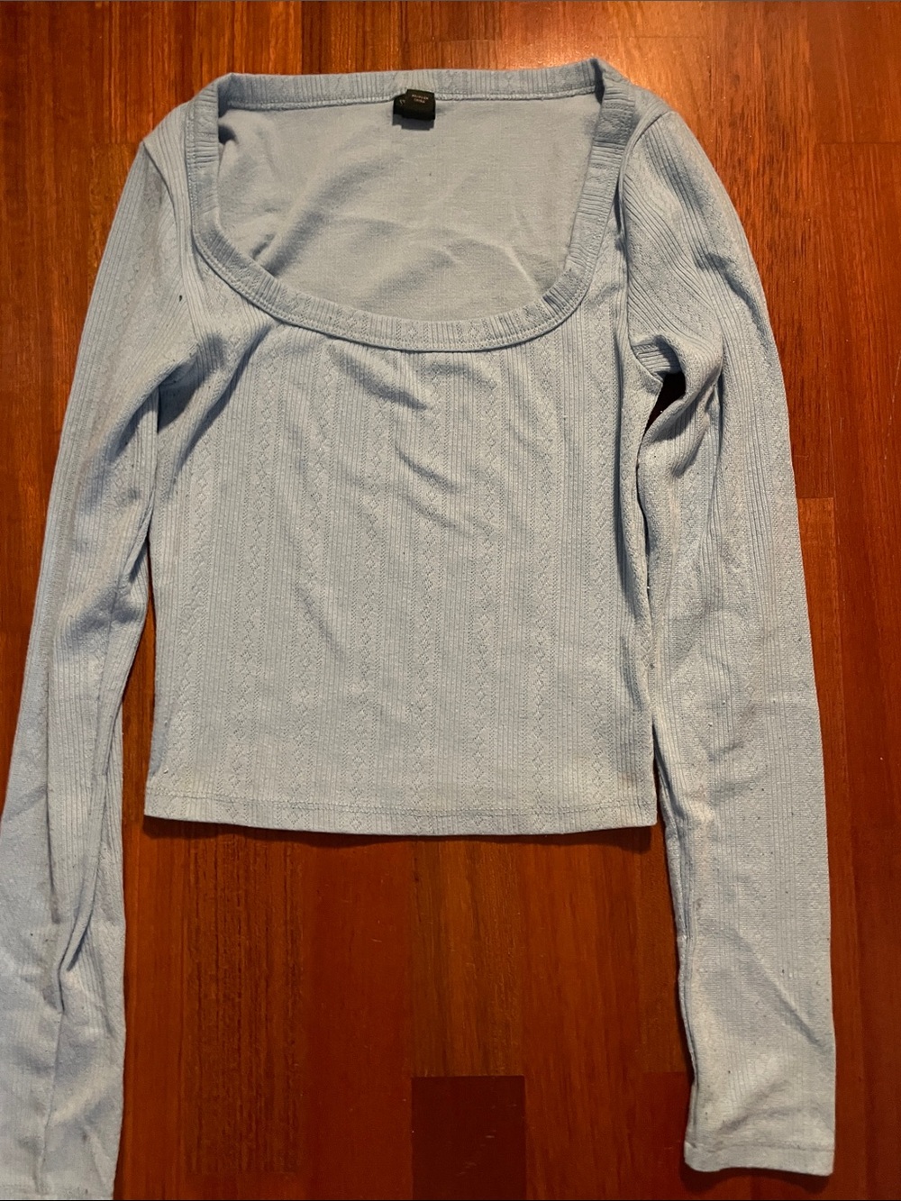 wild fable Light Blue Long Sleeve Scoop Neck Top
